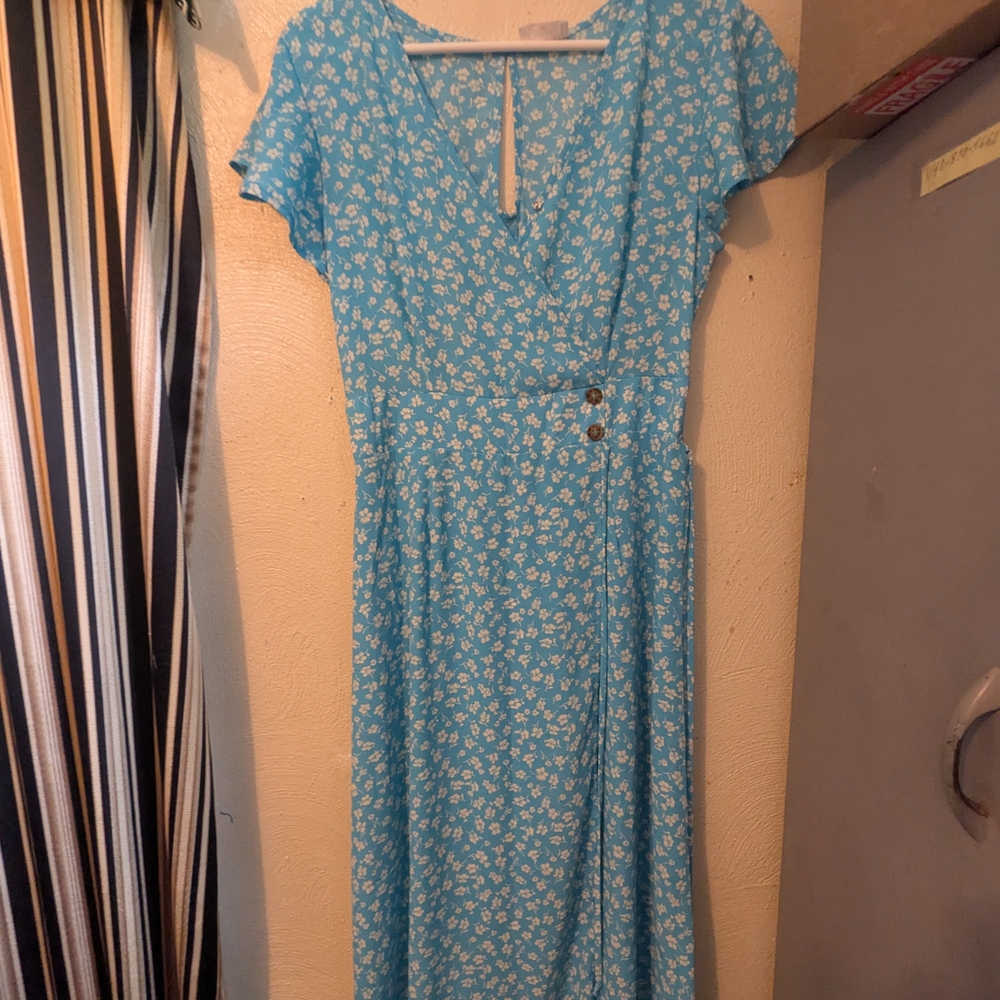 Blue Floral Midi Dress